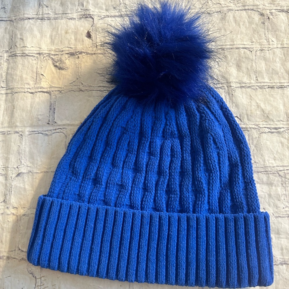 LULULEMON CABLE KNIT POM POM BLUE BEANIE WOMEN’S ONE SIZE - Picture 3 of 8